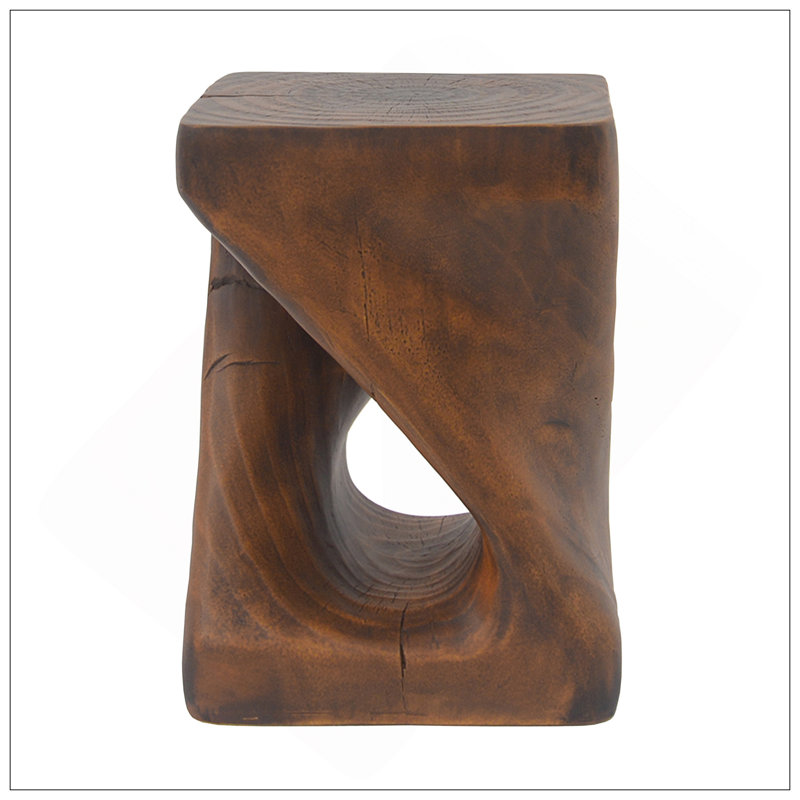Table d'appoint MGO Twist Shape, texture semblable au bois, couleur brun antique, Brun antique