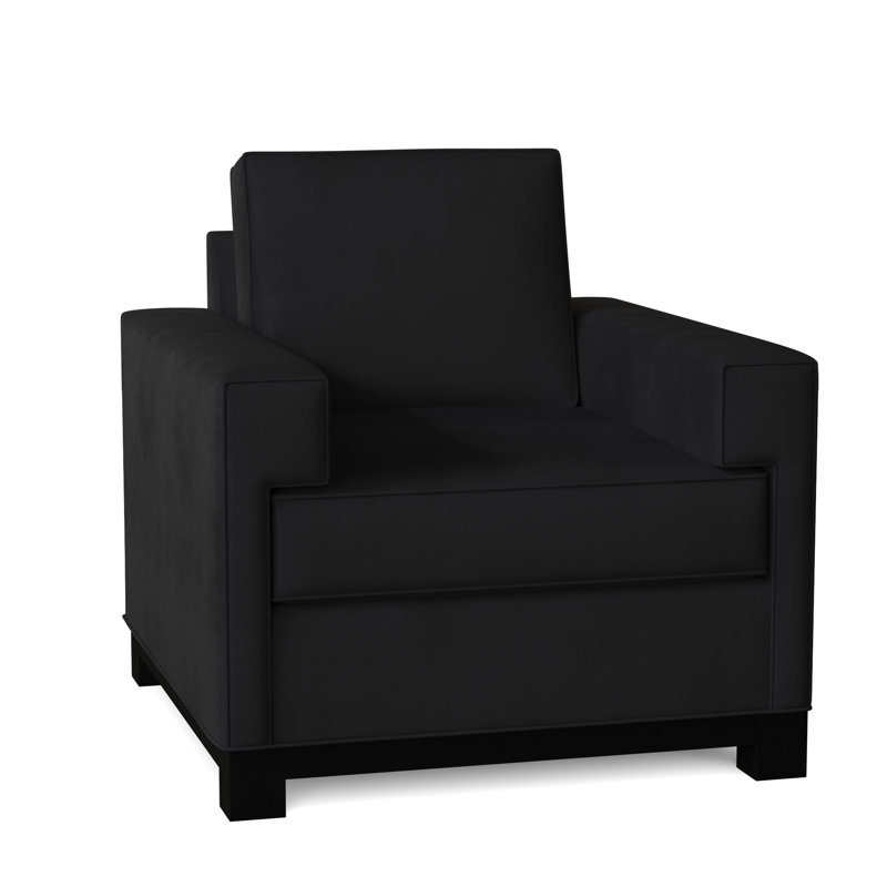 Fauteuil de 38 po de largeur Grace, Noir, Souple, Velours performance Bella noir