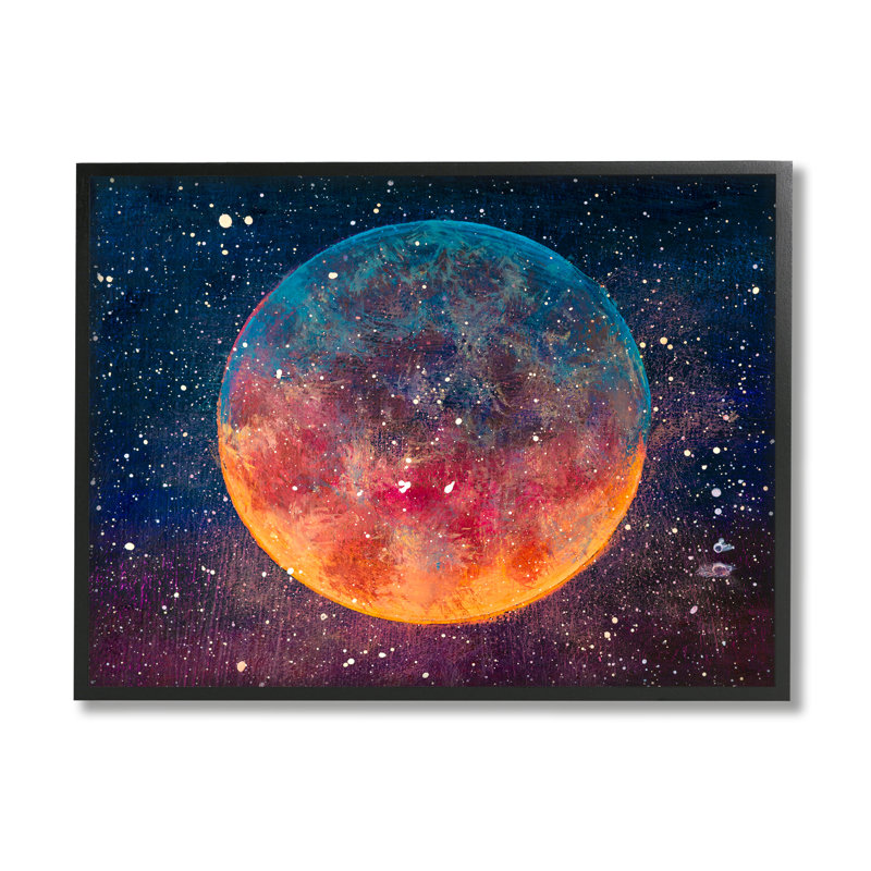 «Starry Night Star» sur bois par Valery Rybakow, H 24 po x l 30 po x P 1,5 po, Giclée encadrée noir minuit