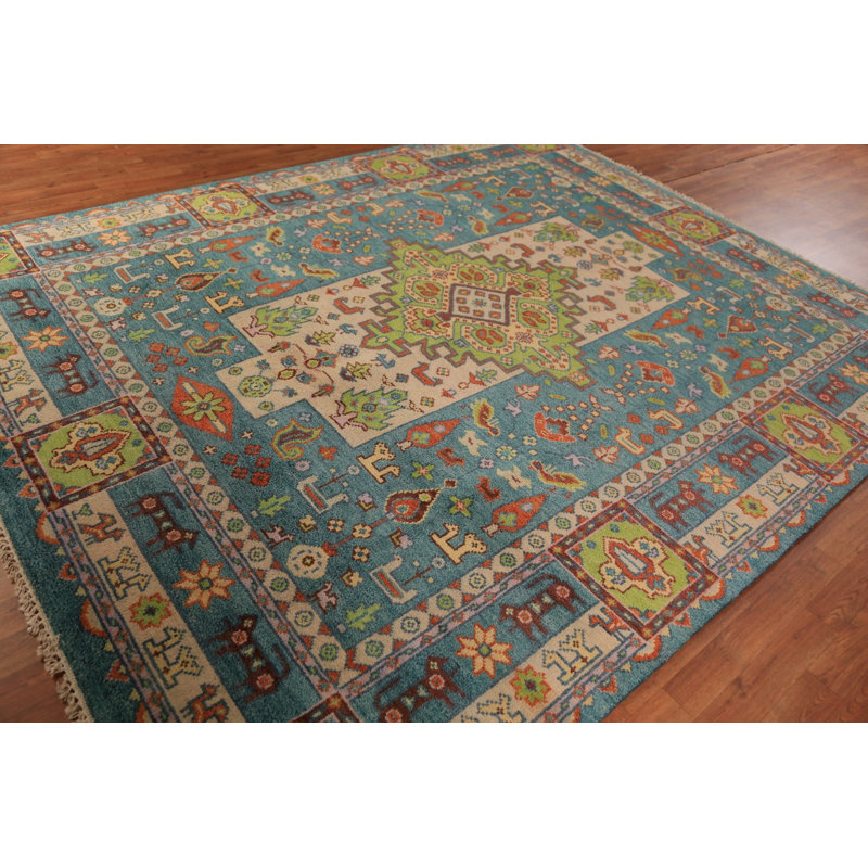 Tapis tribal animaux en laine Kazak 8 x 10