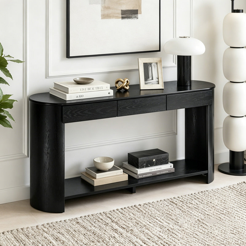 Console moderne 59,8 po avec 3 tiroirs, Black