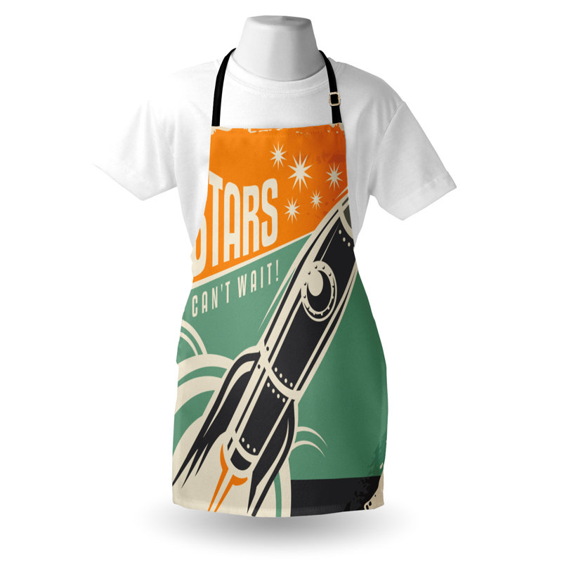East Urban Home Outer Space Apron Unisex, Stars Writing, Adult Size, Multicolor