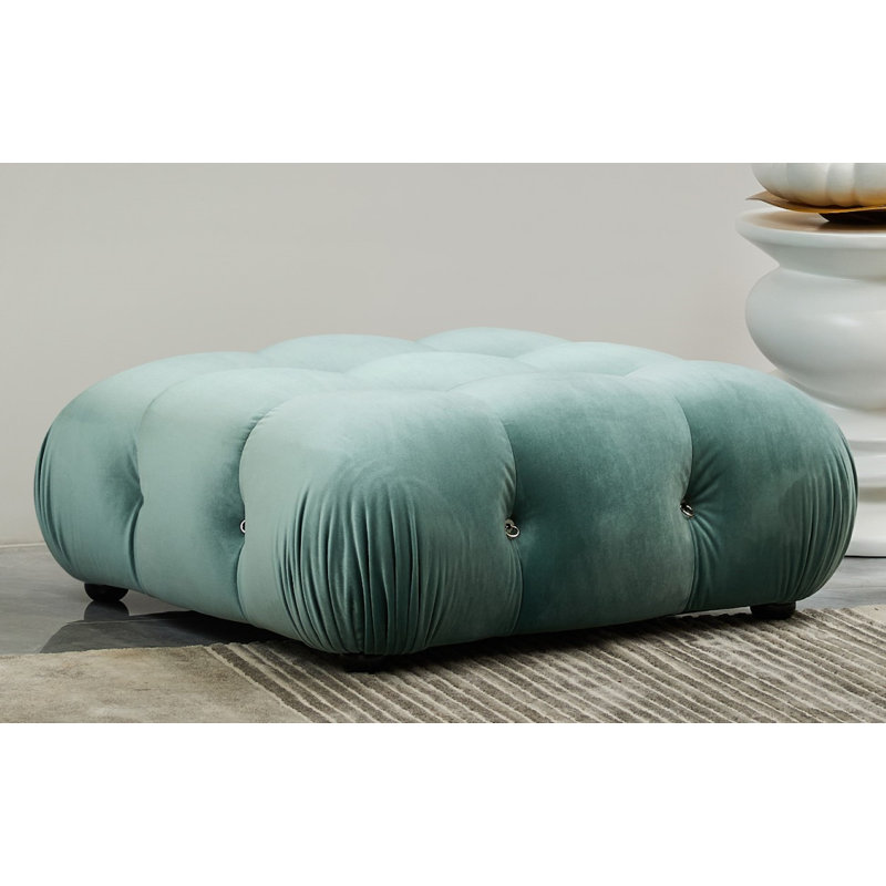Repose-pieds Damion, Velours bleu Tiffany