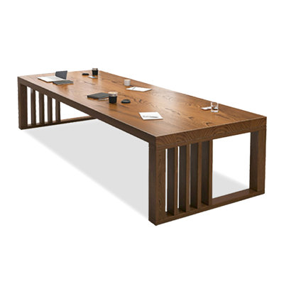 Solid Wood Slatted Base Rectangular Conference Table
