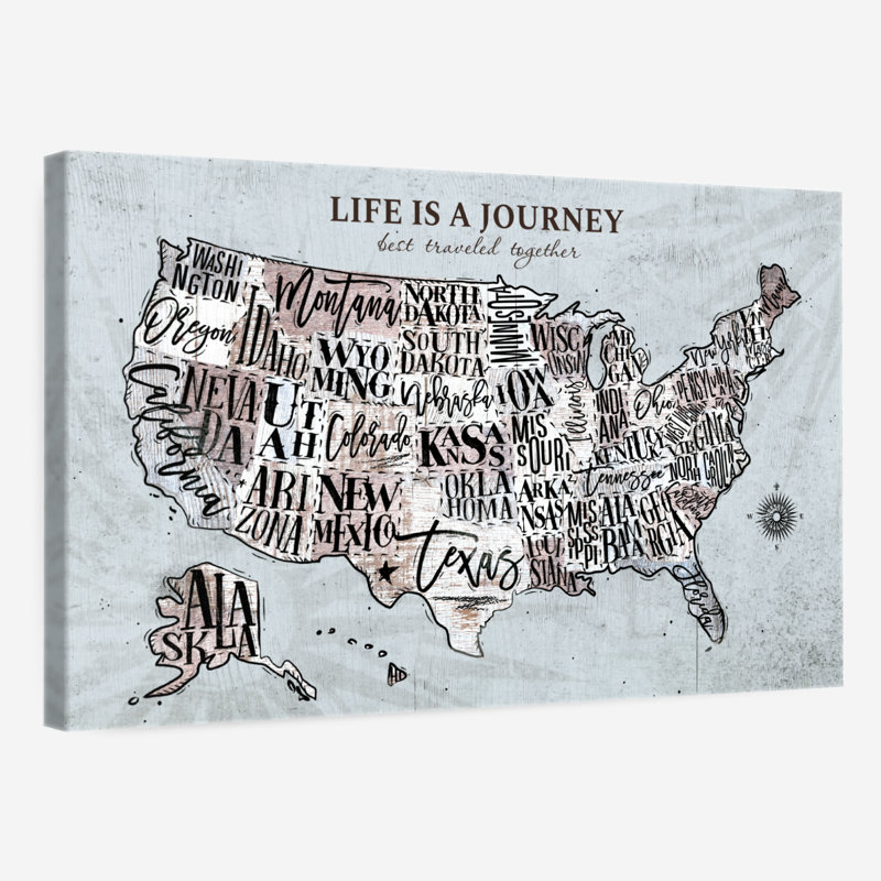 Life's Journey Push Pin USA Amrico, 16" H x 24" W