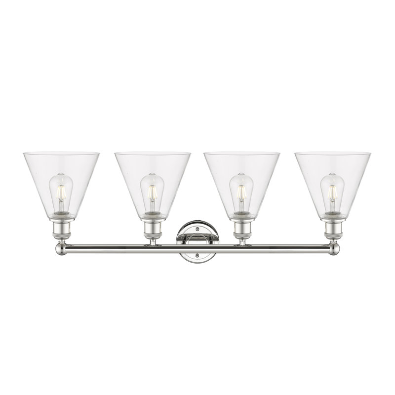 Éclairage de salle de bain à intensité variable à 4 lumières Mallery, Transparent, Nickel poli