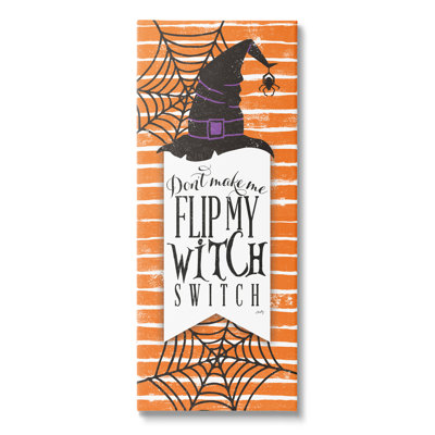 " Witch Switch Funny Phrase Striped Orange Spider Webs " by Misty Michelle