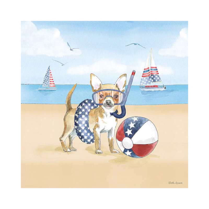 Summer Paws Patriotic II by Beth Grove - Wrapped Canvas Gallery-Wrapped Canvas Giclée, 45.72 cm H x 45.72 cm W x 1.91 cm D