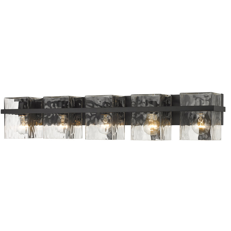 Éclairage pour meuble-lavabo Arene, 7.75"H x 36.25"W x 5.5"D, Noir mat, 5 Lights