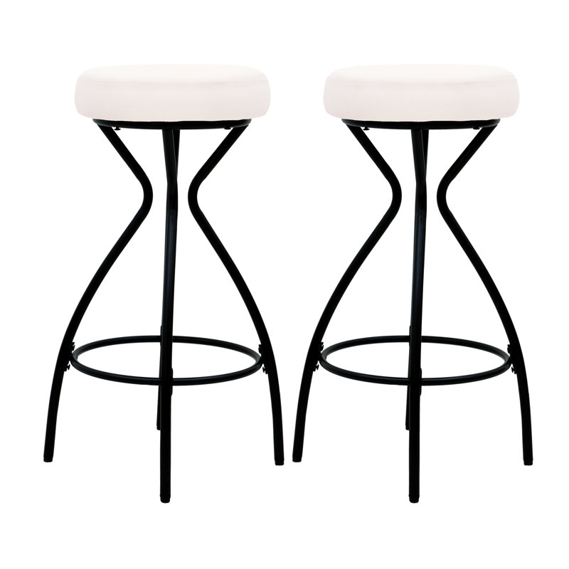 Tabourets de bar sans dossier en velours de conception moderne pour îlot de cuisine et salle à manger, structure en métal noir