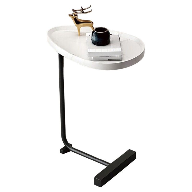 Table de bout en C pour table de bout, Blanc, Noir, noir, noir, noir