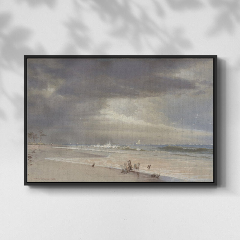 Impression nautique rétro-XLV III, Toile avec cadre flottant noir, H 27 po x l 41 po x P 2 po