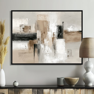 Brown And Black Brushstroke Abstract Painting - Cubism Canvas Print Wall Art, Brown Abstract Wall Decor