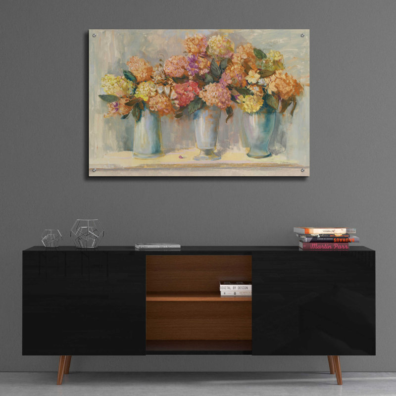 "Bouquets d'hortensias d'automne" par Carol Rowan, H 24 po x l 36 po x P 0,2 po
