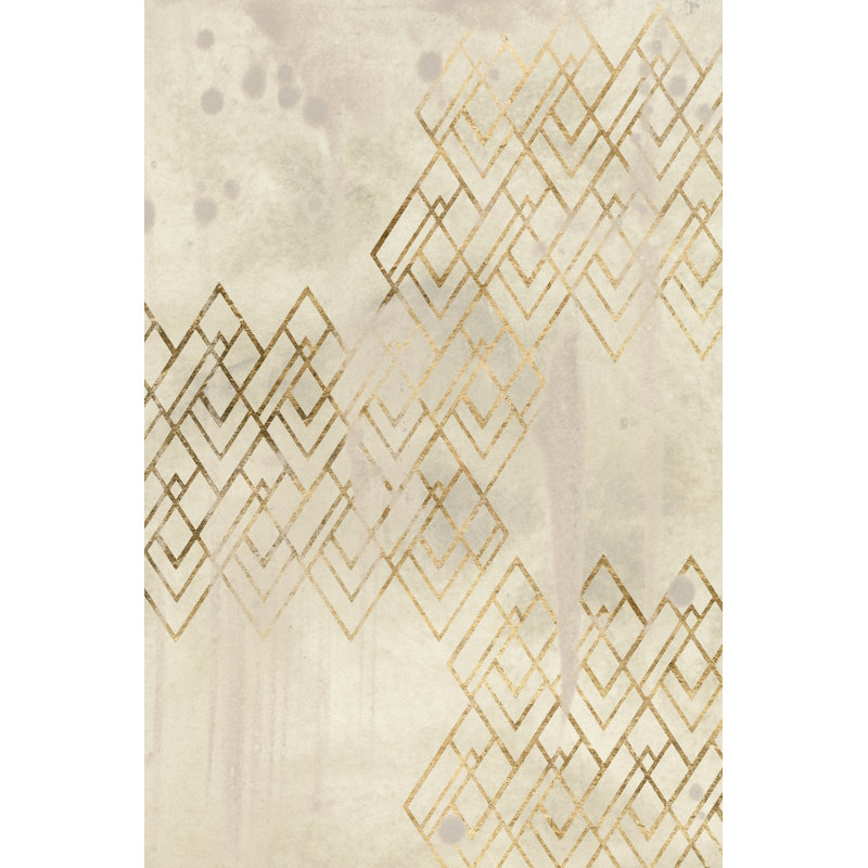 «Deco Pattern in Cream I» par June Erica Vess - peinture sur toile tendue, H 18 po x l 12 po