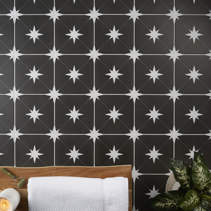 Carrelage de sol et de mur en porcelaine mate 9 po x 9 po Polaris (10,76 pieds carrés / caisse), Noir