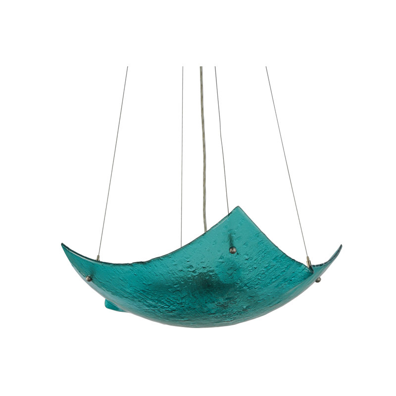 Lustre carré/rectangulaire à 4 lumières ombrées, Turquoise
