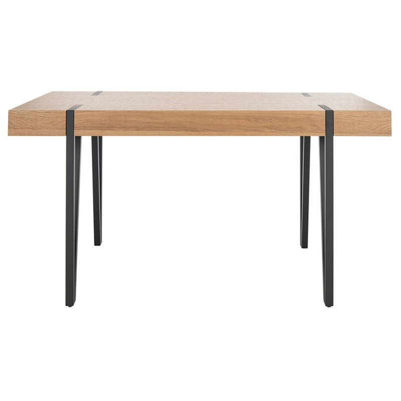 Salemburg Metal Base Dining Table, Natural Brown / Black Legs