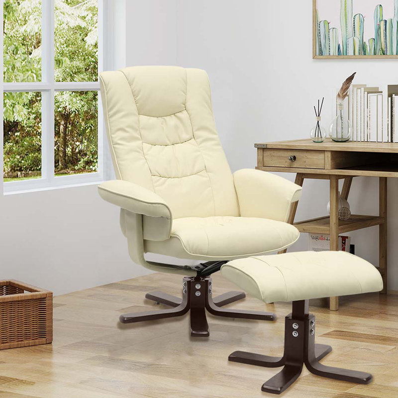 Cashaun 79cm Wide Swivel Wing Chair Recliner, Beige