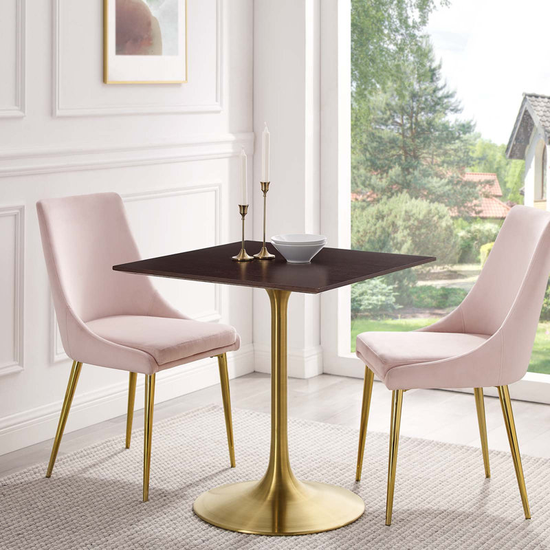 Table de salle à manger Lippa par Modway, Noyer cerise, L 24 po x l 24 po, Or