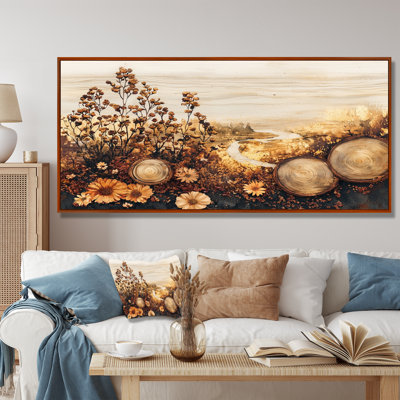 Gracee Autumn Brown Wildflowers On Wood Slides III - Wildflowers Wall Art