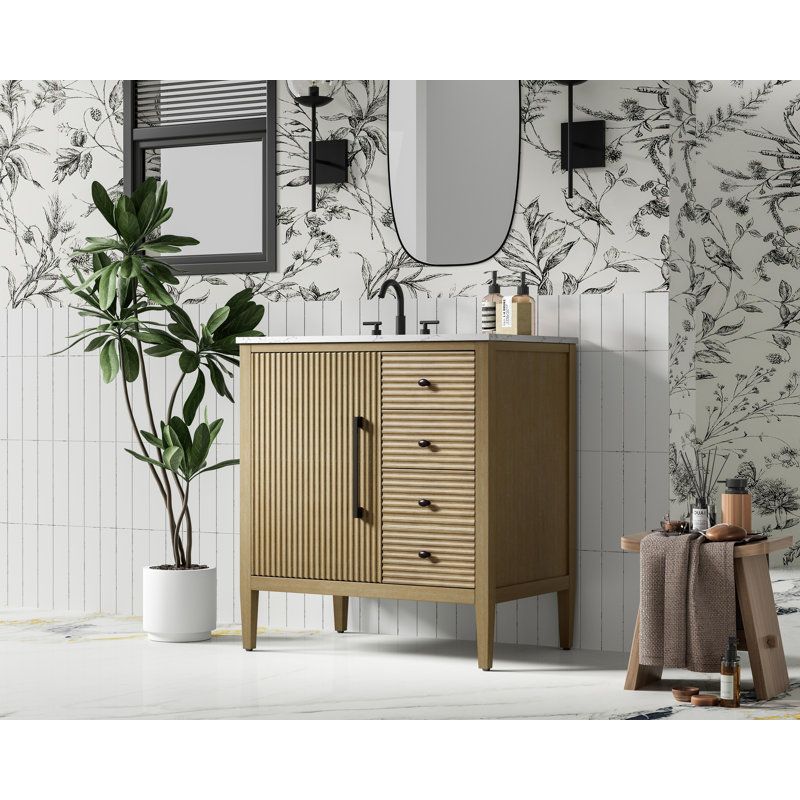 Meuble-lavabo simple 32 po, Lin chêne