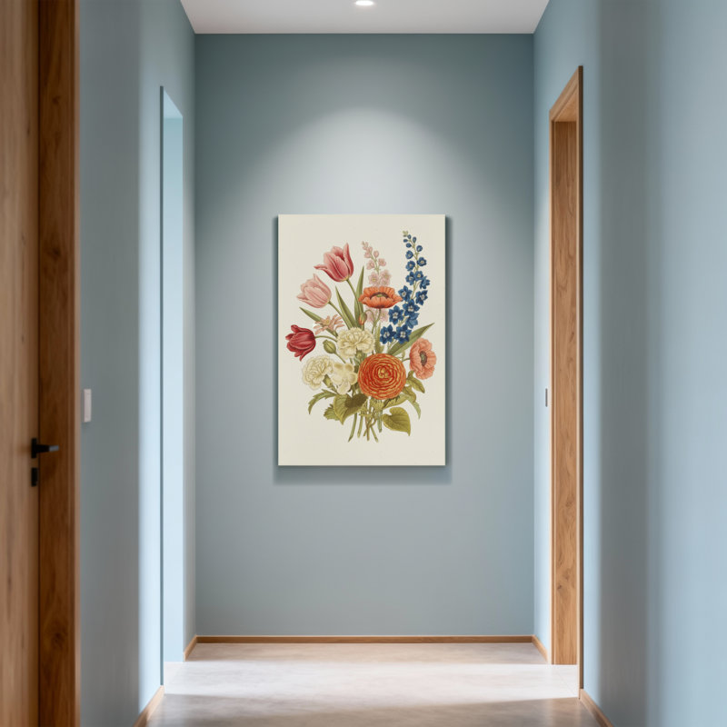 Bouquet de plantes et de fleurs avec tulipes et delphiniums
