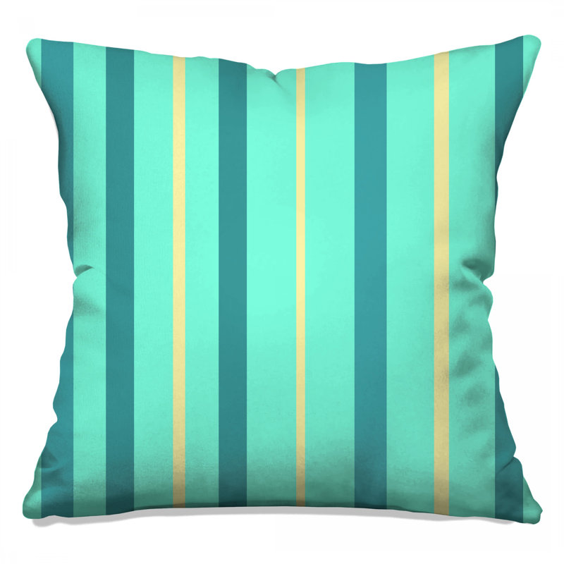 Coussins décoratifs sarcelle à rayures jaunes, 26 x 26 pouces