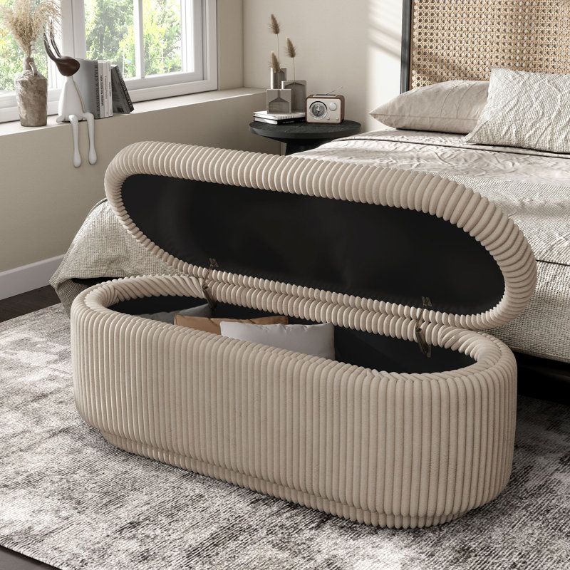 Banc rembourré avec compartiment de rangement caché 46,8 po Bessler Grady, Beige