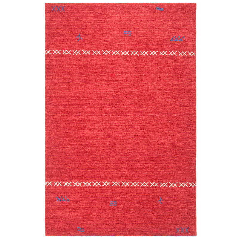 Santiago Handmade Wool Red Rug, Rectangle 8' x 10'