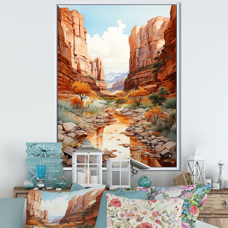 «Minimalisme Canyon Country Side I», reproduction sur toile, H 44 po x l 34 po x P 1,5 po, Cadre flottant blanc