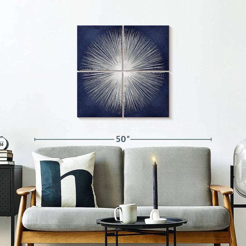 Sunburst argenté sur bleu I