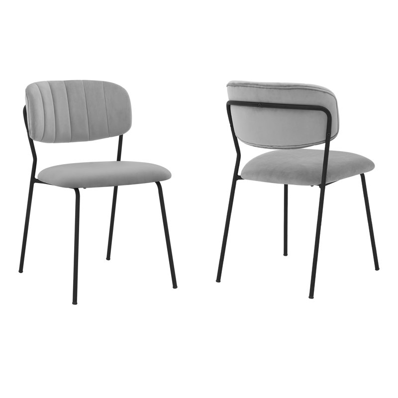 Barun Velvet Upholstered Metal Side Chair
