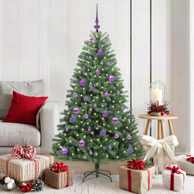Artificial Hinged Christmas Tree Green PVC and Metal