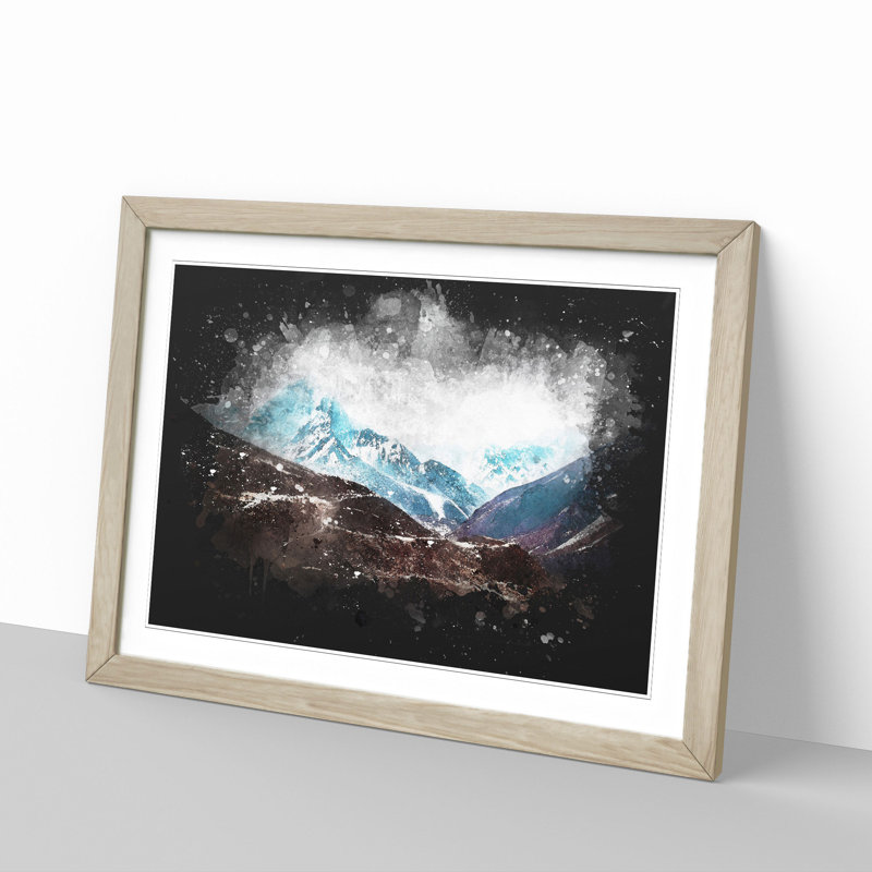 Mount Everest in the Himalayas - Picture Frame Painting Print, 33cm H x 45cm W x 2cm D, Oak Framed