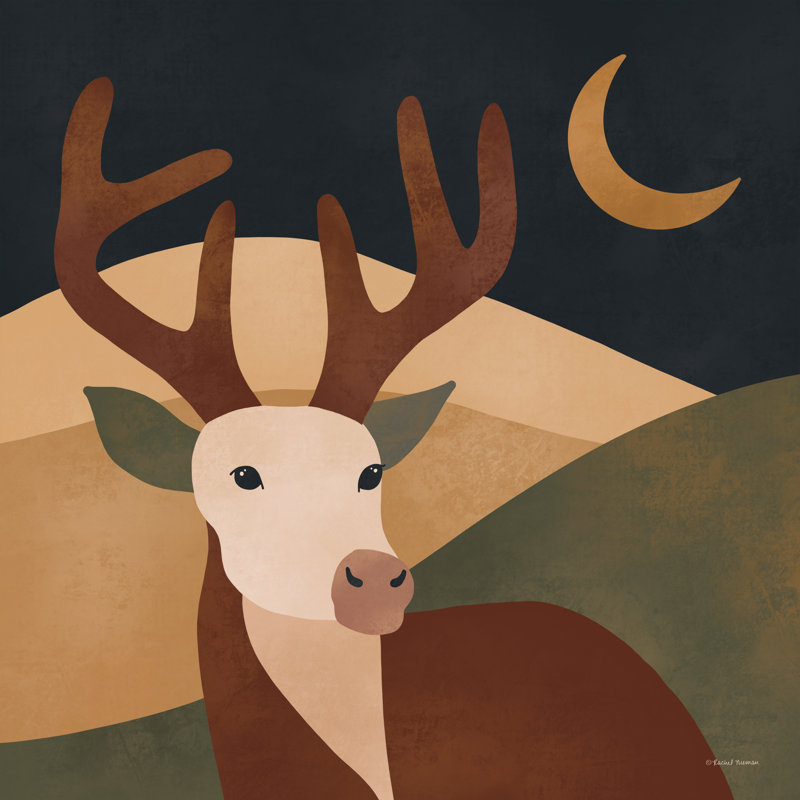 «Mod Boho Deer On Canvas» par Rachel Nieman, reproduction, H 36 po x l 36 po x P 1,25 po