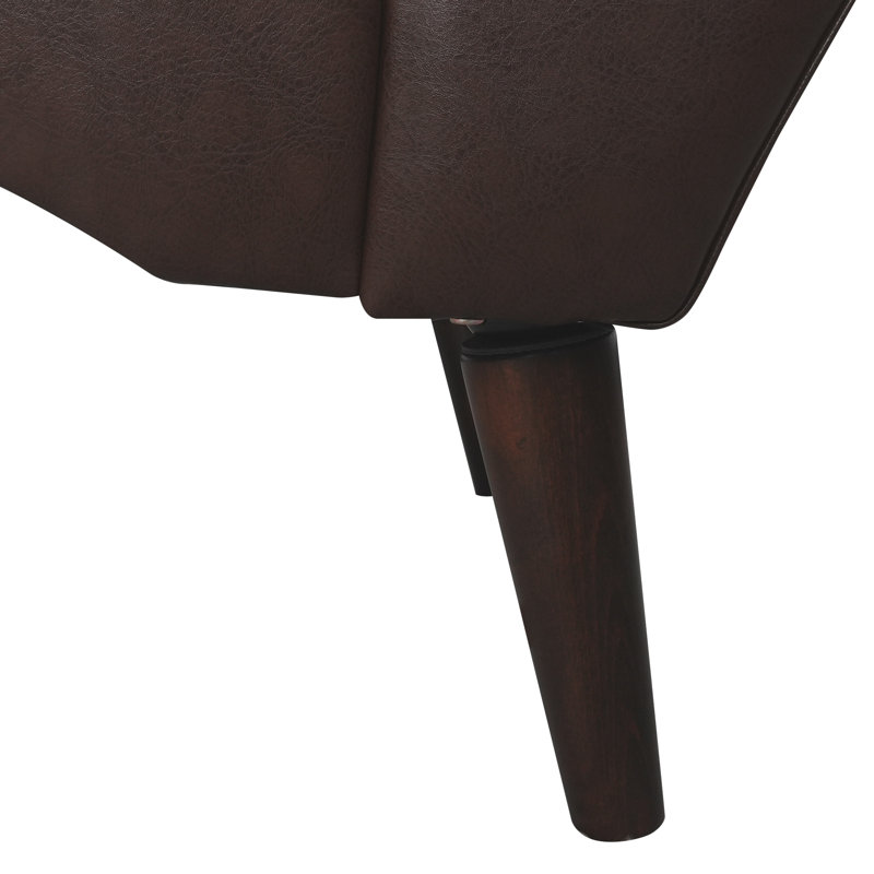 Chaise longue capitonnée en similicuir avec coussin, Marron foncé
