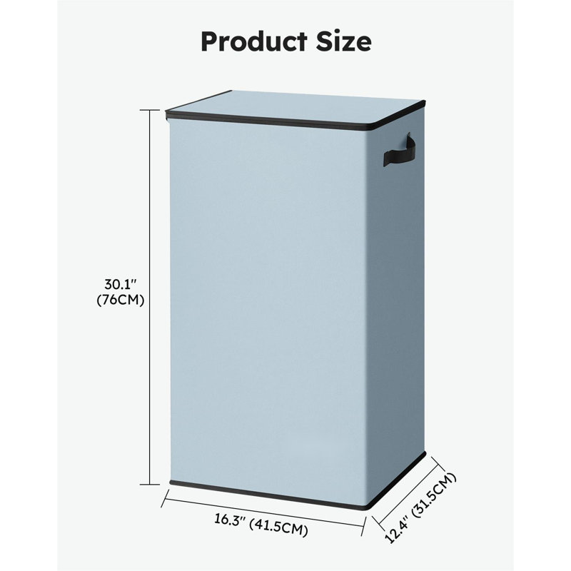 Laundry Hamper With Lid 100L Large & Tall Collapsible Laundry Basket, Clothes Hamper With Bag Removable Easy To Carry, Dirty Hampers For Bedroom, Bathroom, Dorm, College, Blue Grey