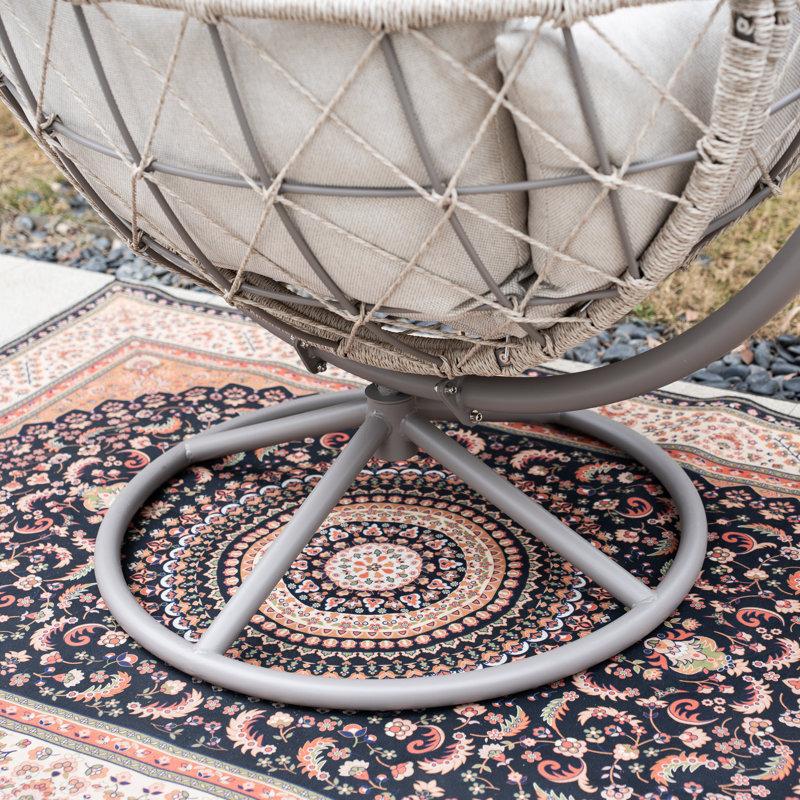 Fauteuil à œufs en fer avec siège rembourré de 8,3 po, base détachable, fauteuil intérieur / extérieur 48,8 po x 35,43 po x 55,9 po