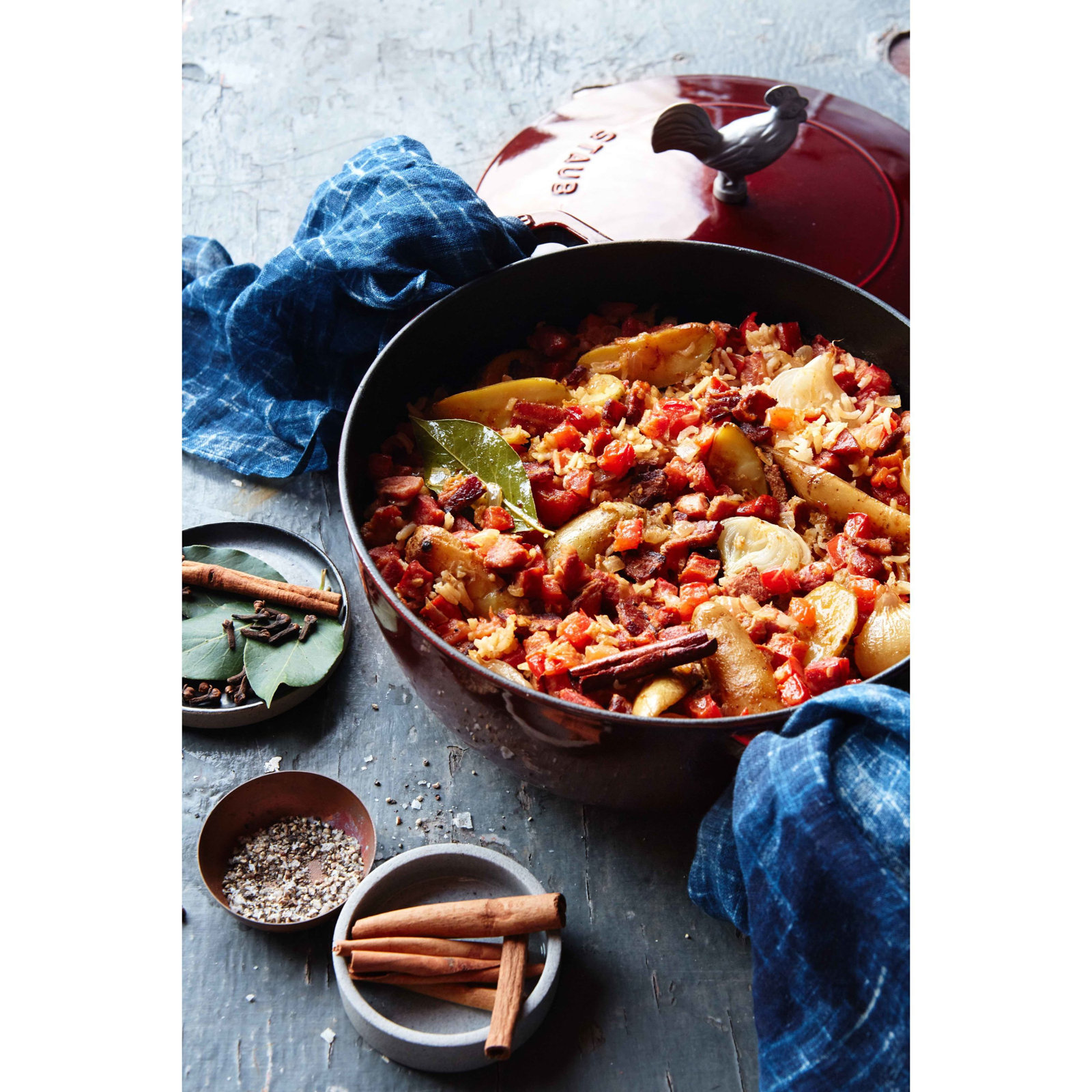 Handcrafted Enameled Cast Iron Dutch Oven, Cherry