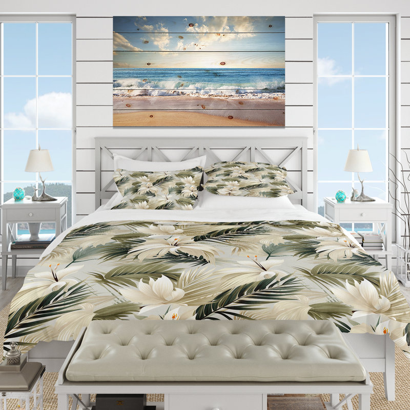 Literie Coastal Abstraction, Housse de couette pour grand lit et 2 taies décor