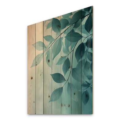 Gradient Leaves Minimalism Photo II - Leaves Wood Print - On Natural Pine Wood