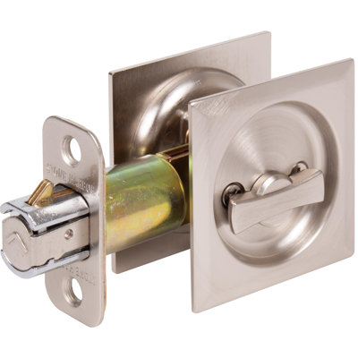 Porte de serrure contemporaine à serrure carrée avec loquet 2-3 / 8 "- Nickel satiné