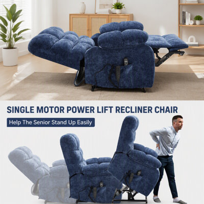 Fauteuil releveur inclinable avec chauffage, massage, double moteur et positionnement infini pour un confort et un soutien optimaux, supporte jusqu'à 159 kg (350 lb), fermeté moyenne et robuste.