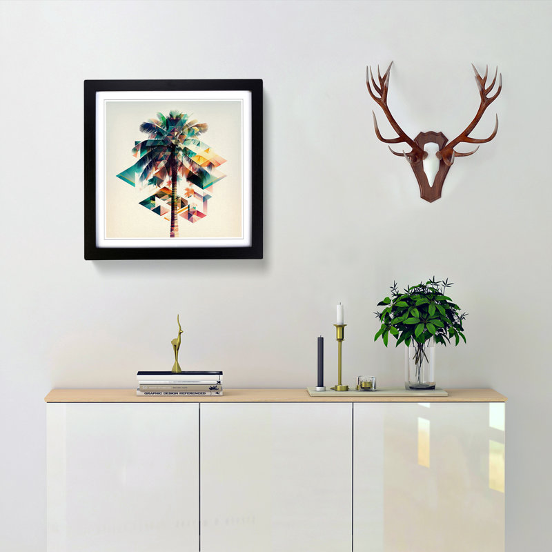 Palm Tree Geometric - Framed Print, Black
