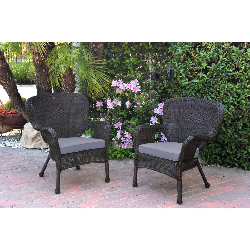 Batchelder Wicker Outdoor Lounge Chair, Steel Blue, Espresso