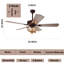 Ventilateur de plafond en bois de cerf 52 po, lustres de style campagnard avec 5 pales de ventilateur en bois et ensemble de télécommande