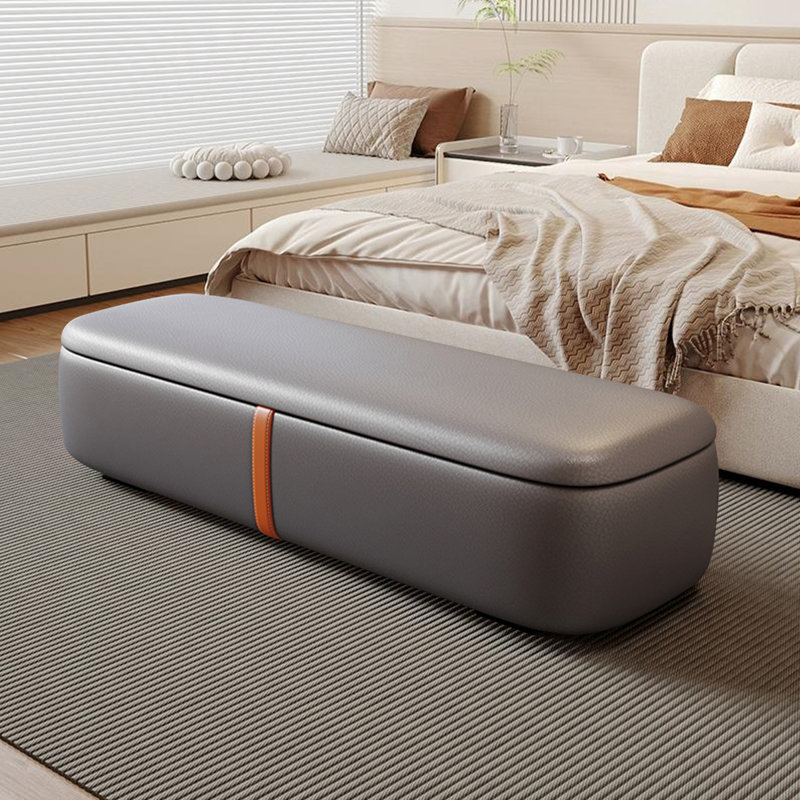 Banc de rangement gris en bois gris pour chambre et vestibule, Gris, H 15,75 po x l 47,24 po x P 17,72 po