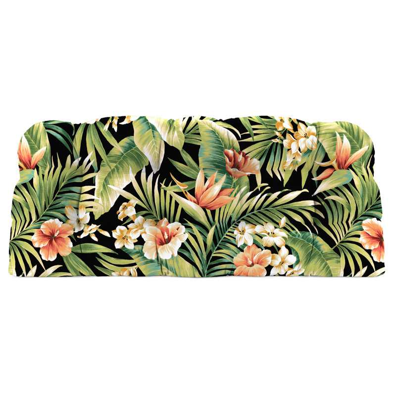 Coussin de banc d'extérieur en osier 44 "x 18" Sunbrella, Fleur de cyprès minuit