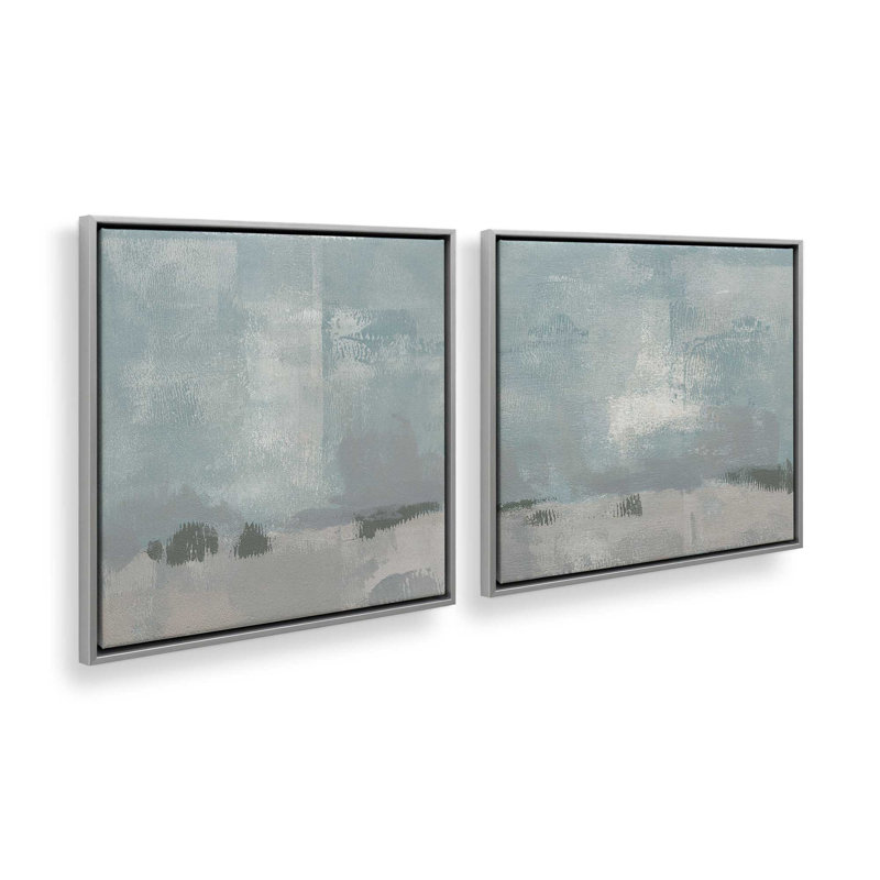 Ensemble de 2 impressions Impressions of Stillness, H 25 po x l 50 po, Cadre flottant en chrome poli